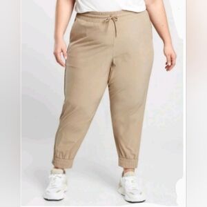 Athleta Brooklyn Textured Jogger Windowpane Silt Tan Size 22